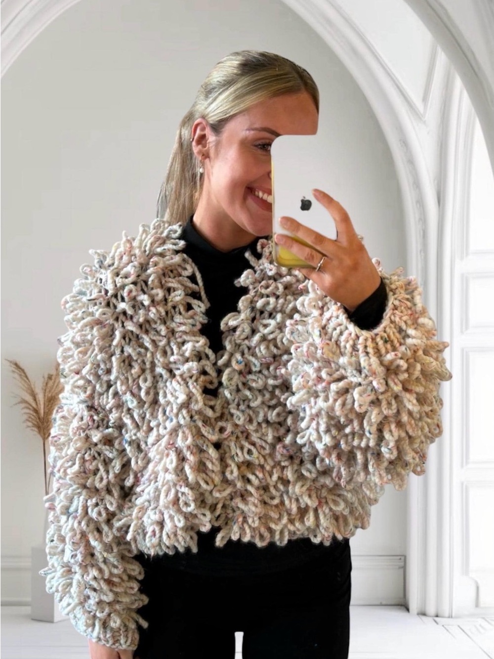 3 for $21- Loopy Shaggy Stitch Open Front Cream Cardigan